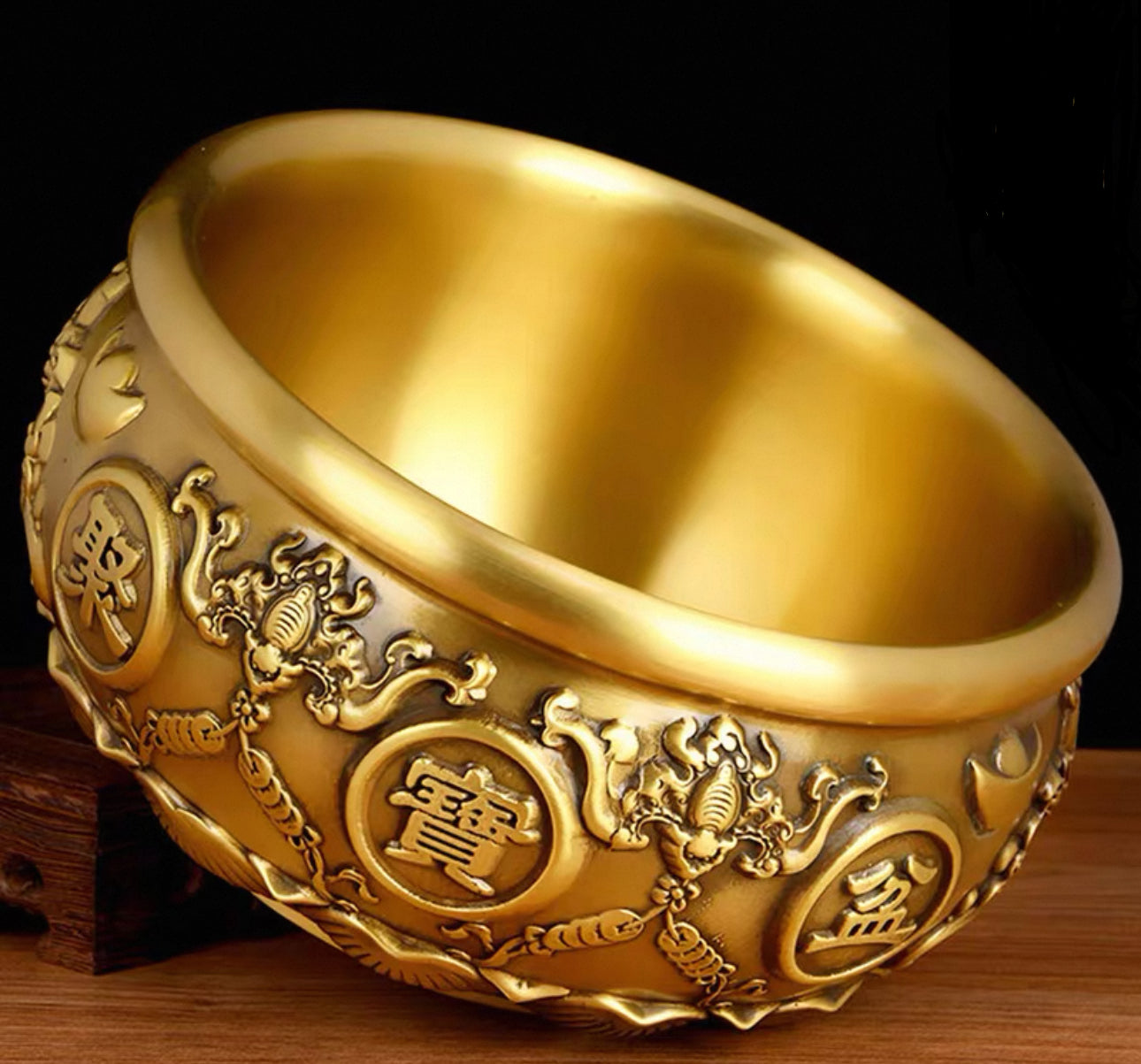 黃銅聚寶盤 五福臨門