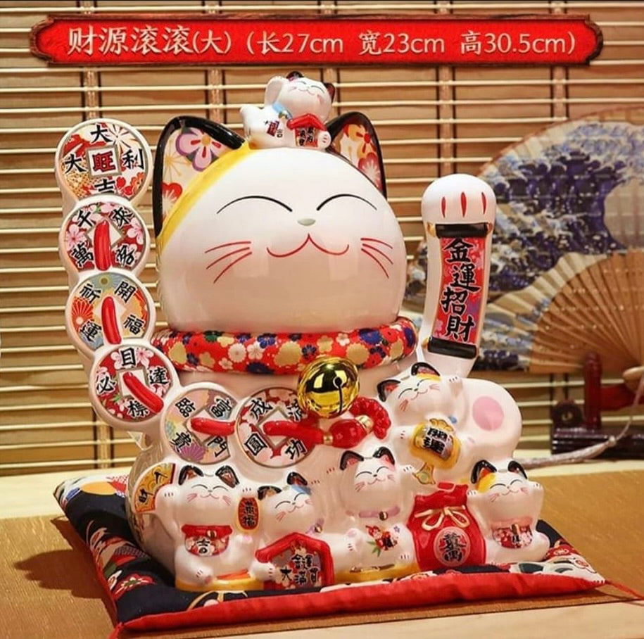 陶瓷招財貓~搖手高30.5cm